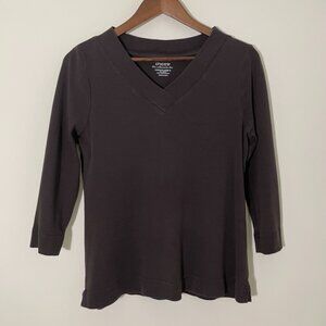 Chico's the ultimate tee V-neck ¾ Sleeve Shirt  - Brown 0/S